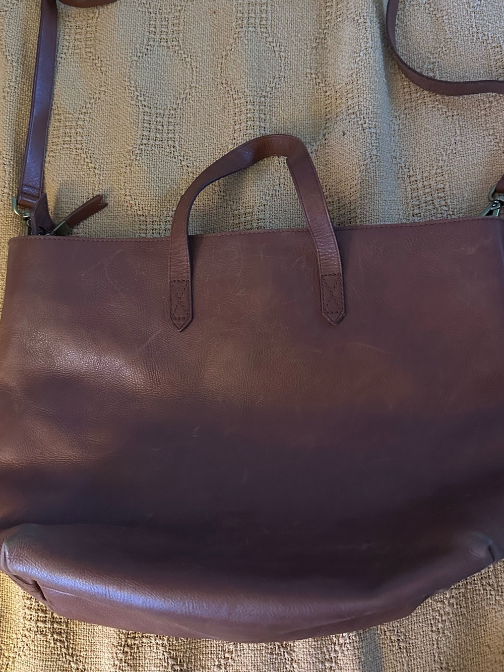 Madewell Leather Crossbody Tote in Plum